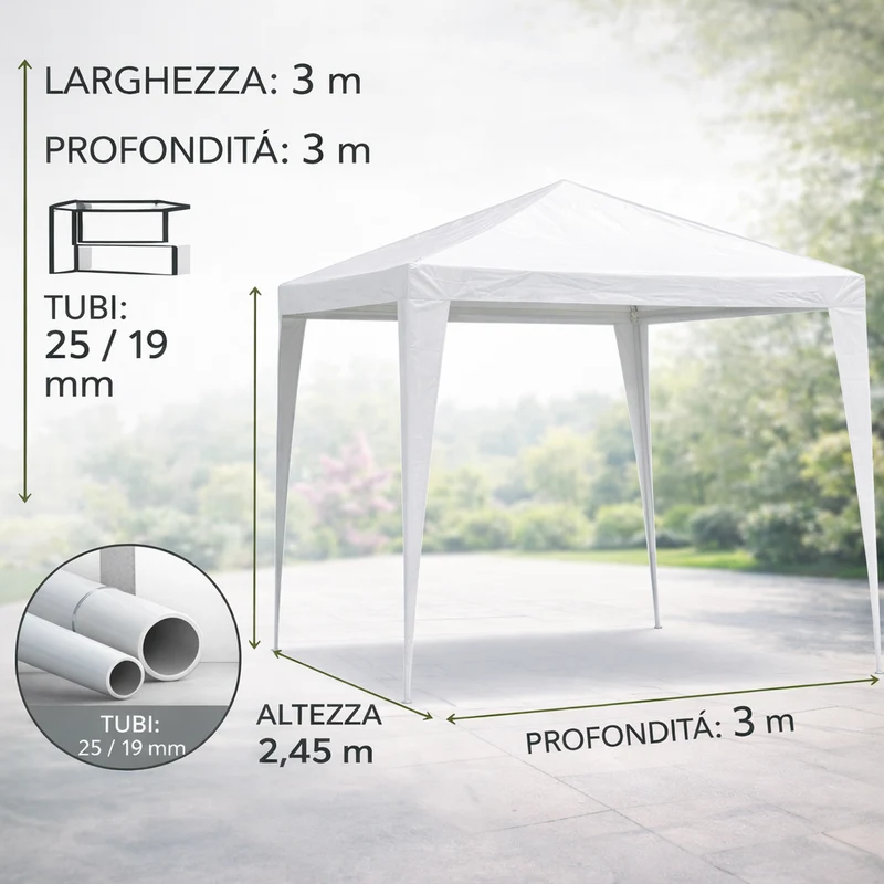 Gazebo da Esterno 3x3 m – Copertura Pratica e Versatile per Ogni Occasione