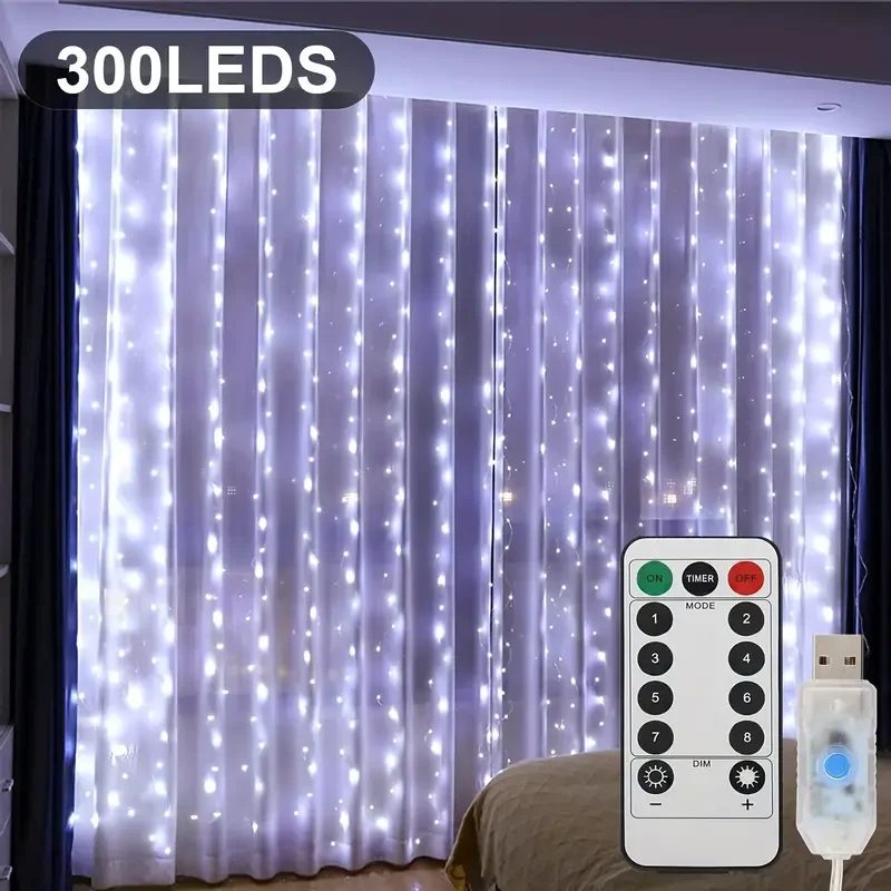 Tenda Luminosa LED 3x3m 300 Luci Impermeabili con Telecomando per Interni Esterni