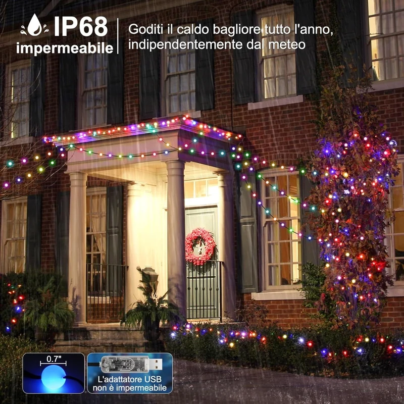 Luci LED RGB IC 7.5m 50 LED Impermeabili USB con App Telecomando Musica