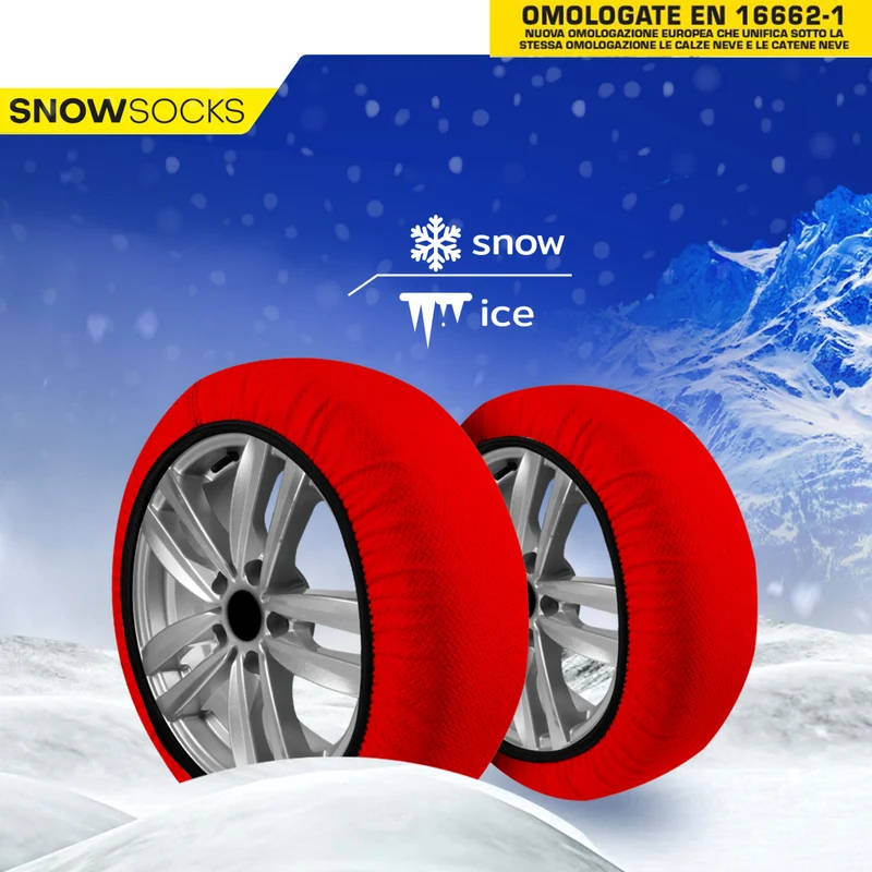 Calze da Neve SIze L per Pneumatici - Set di 2 Pezzi Omologate EN 16662-1