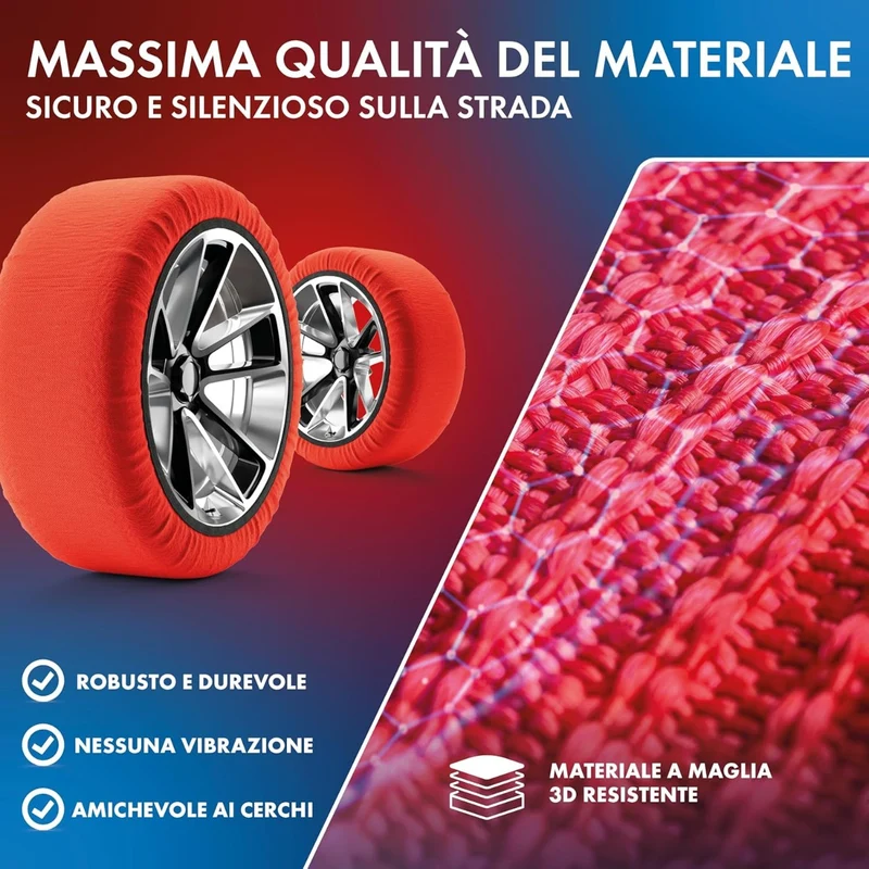Calze da neve auto omologate EN 16662-1 set 2 antifunzolo misura S pneumatici