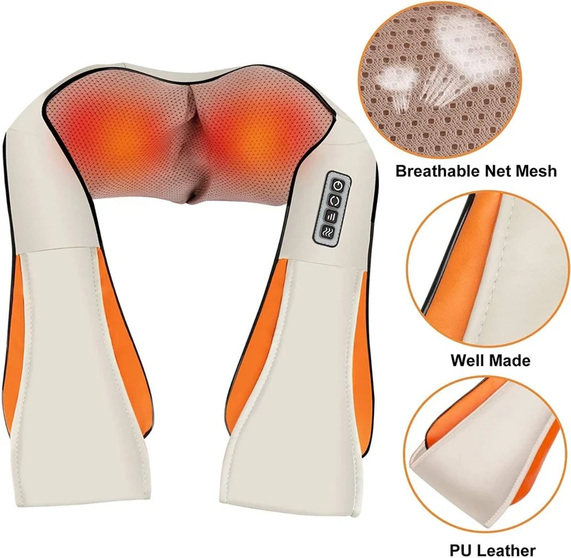 Massaggiatore Cervicale e Schiena Shiatsu con Riscaldamento - Relax e Benessere Muscolare (Colore Casual)
