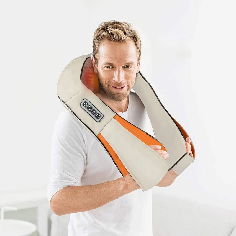 Massaggiatore Cervicale e Schiena Shiatsu con Riscaldamento - Relax e Benessere Muscolare (Colore Casual)