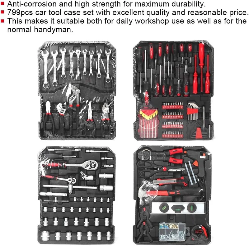 Set Attrezzi 800 Pezzi Professionale Cr-V con Valigia Ruote