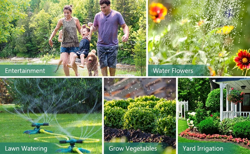 Irrigatore da Giardino Rotante a 360° – Automatico con 3 Bracci Regolabili, Ampia Copertura e Facile Installazione