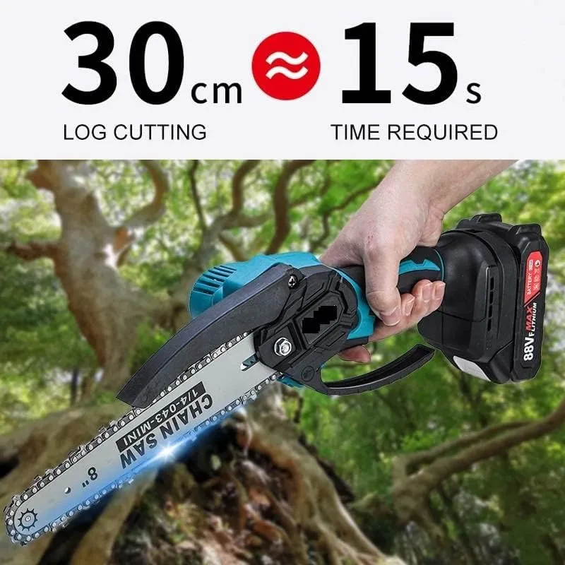Mini Motosega Elettrica 88W Barre 6" e 8" - 2 Batterie