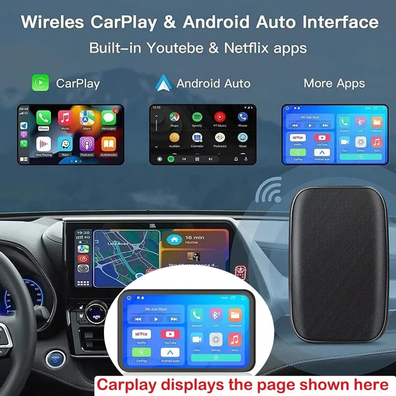 CarPlay AI Box – Adattatore Wireless per Apple CarPlay e Android Auto con Supporto Video, YouTube e Netflix