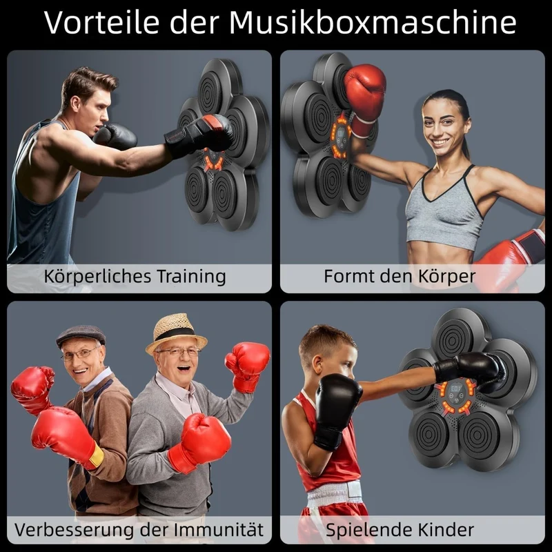 Macchina da Boxe Musicale Intelligente, 9 Modalità, Boxe Interattiva a Parete, Fitness Dinamico con Bluetooth