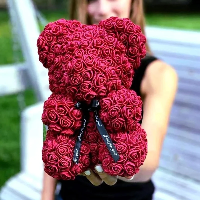 Orso di Fiori Artigianale Simbolo d'Amore per Eventi Indimenticabili Vari Colori
