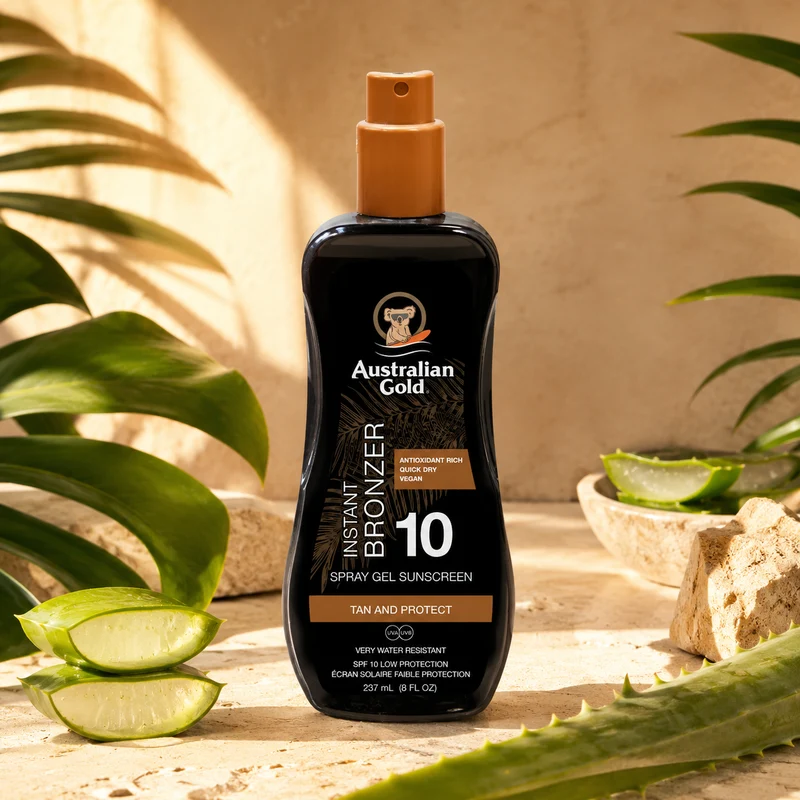 Australian Gold SPF10 Spray Gel with Bronzer 237 ml