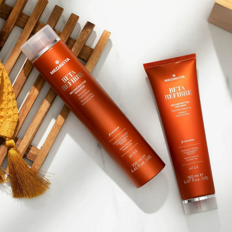 Medavita Beta Refibre Set: Shampoo e Maschera Riparatrice - Per Capelli Danneggiati