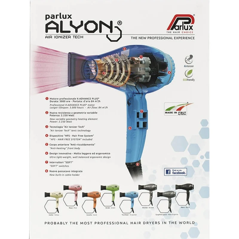 Alyon Air Ionizer Ceramic & Ionic 2250W Hair Dryer - Pink