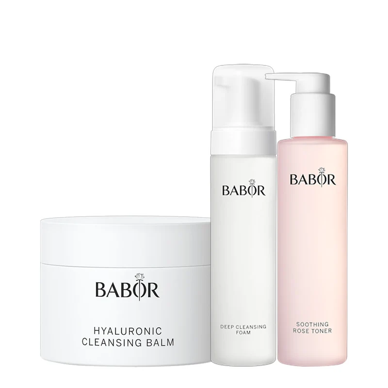 Babor Hyaluronic Cleansing Balm 150ml Foam 200ml Soothing Rose Toner 200ml