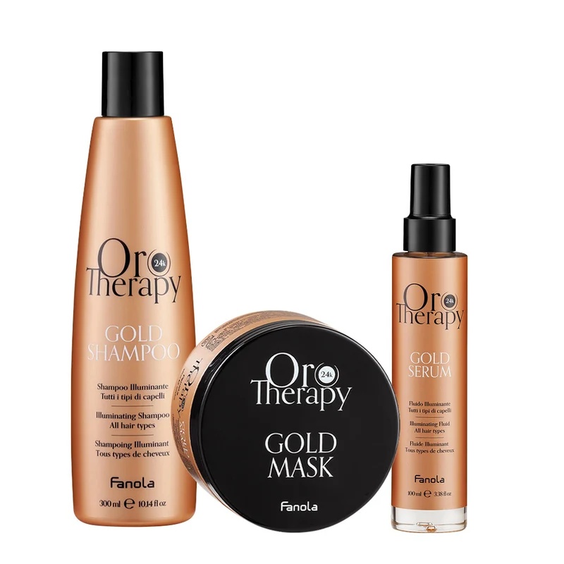 Fanola Oro Therapy Oro Puro Gold Shampoo 300ml Mask 300ml Serum 100ml