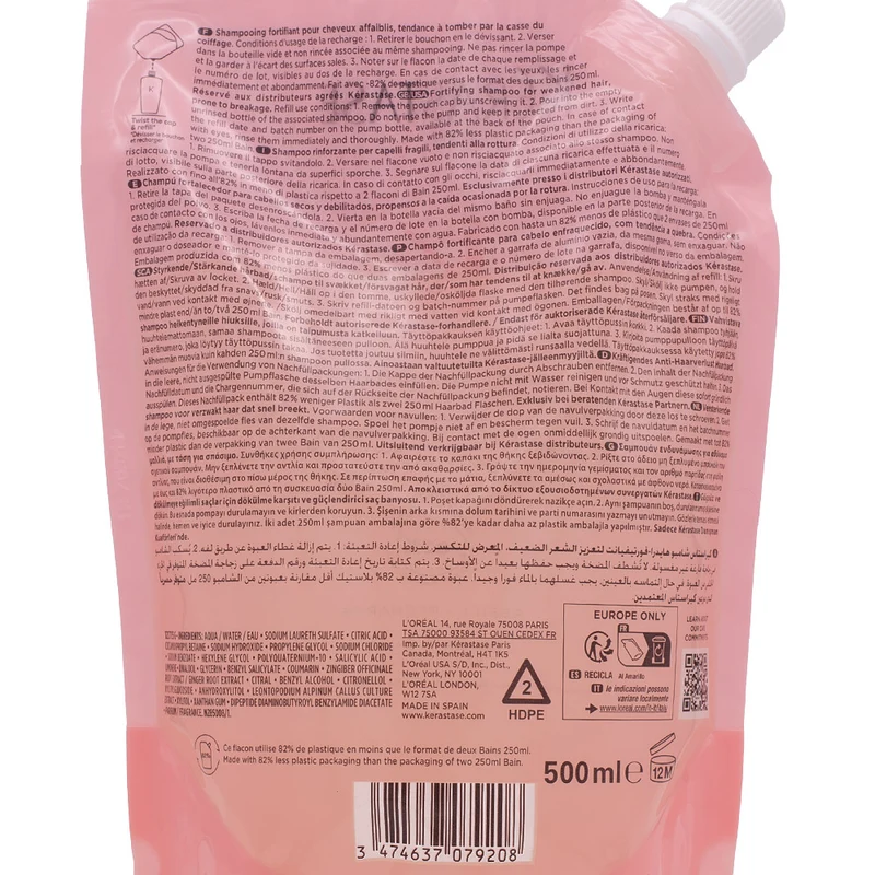 Kerastase Genesis Bain Hydra Fortifiant Refill 500ml - ricarica shampoo anticaduta