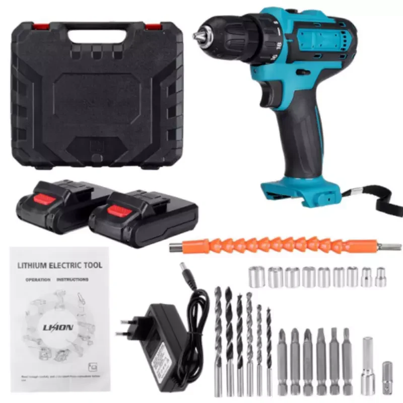 Trapano Avvitatore Percussione 48V - 2 Batterie + 24 Accessori