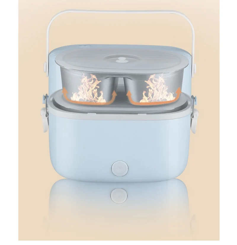 Bear Electric Lunch Box Scaldavivande Elettrico Portatile con Doppio Scomparto in Acciaio Inox, Contenitore per Cibo Rimovibile, Cottura a Vapore per Pranzi Sani e Veloci