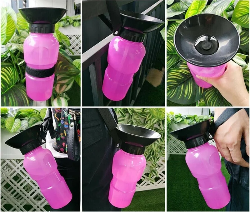 Borraccia dispencer bottiglia ciotola acqua portatile 500 ml cane gatto animali