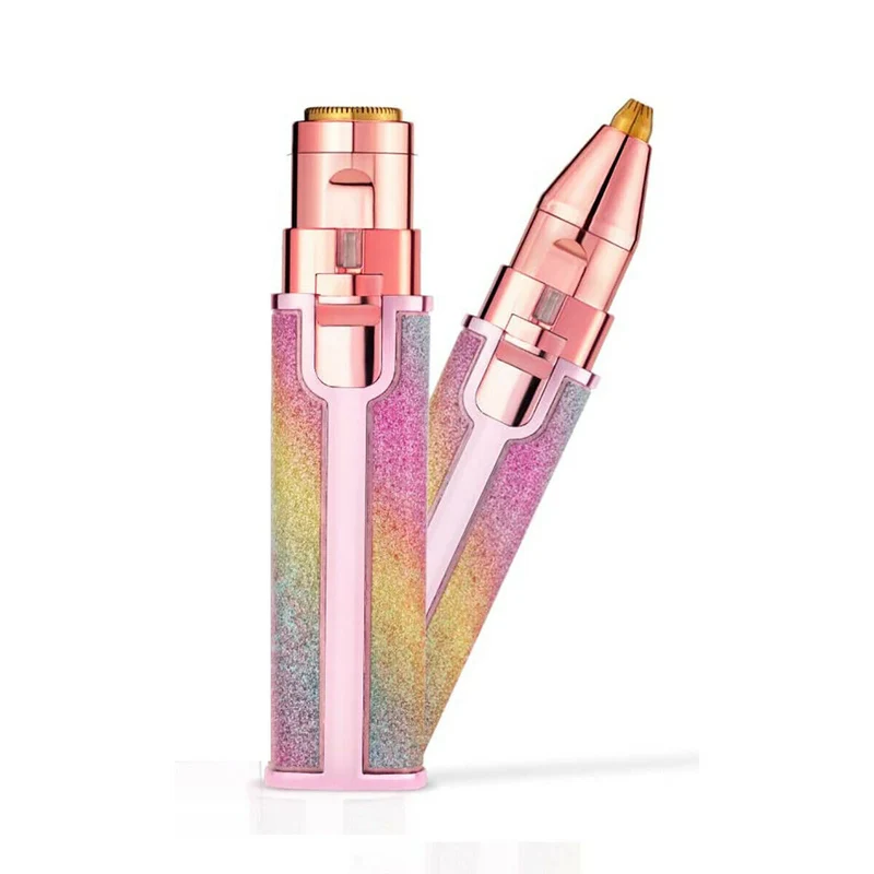 Epilatore Portatile 2 in 1 Rossetto Glitter Elimina Peli Viso Sopracciglia Baffi