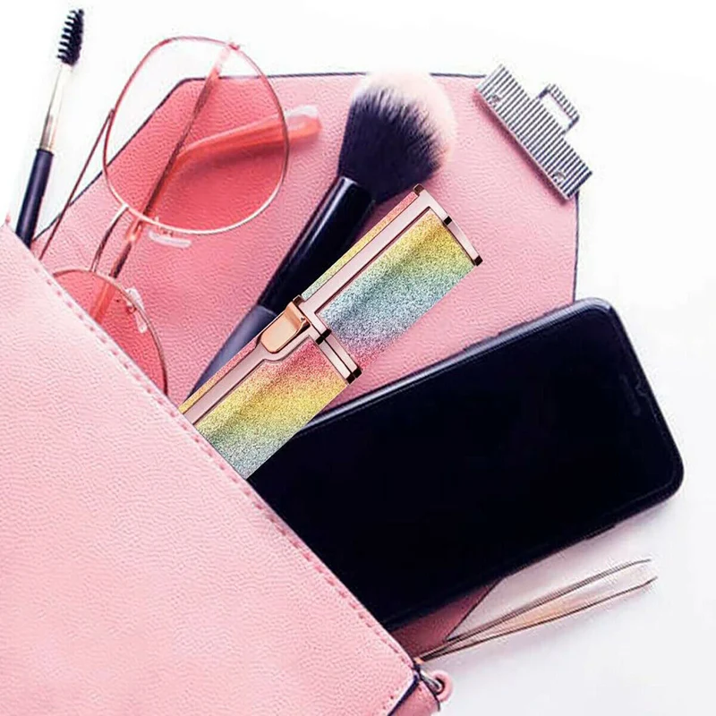 Epilatore Portatile 2 in 1 Rossetto Glitter Elimina Peli Viso Sopracciglia Baffi