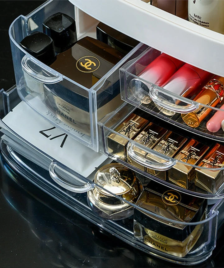 Porta trucchi Organizzer Organizzatore cosmetici quadrato con maniglia per trasportarlo Bianco o Rosa