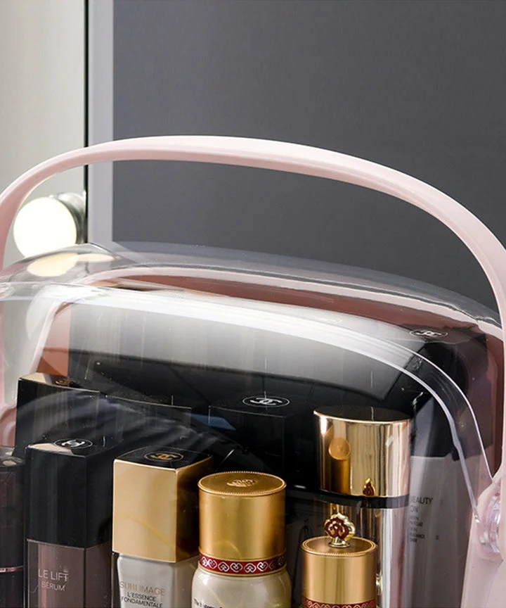 Porta trucchi Organizzer Organizzatore cosmetici quadrato con maniglia per trasportarlo Bianco o Rosa