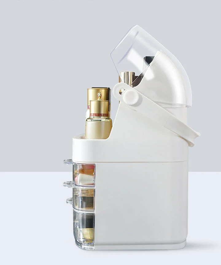 Porta trucchi Organizzer Organizzatore cosmetici quadrato con maniglia per trasportarlo Bianco o Rosa