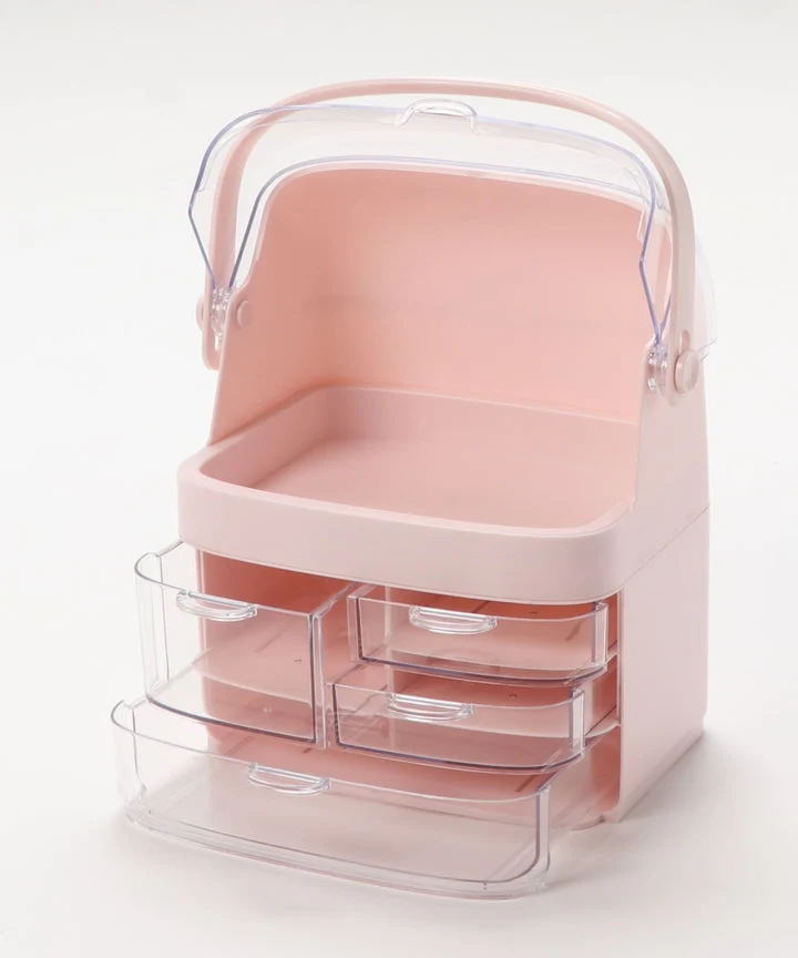 Porta trucchi Organizzer Organizzatore cosmetici quadrato con maniglia per trasportarlo Bianco o Rosa