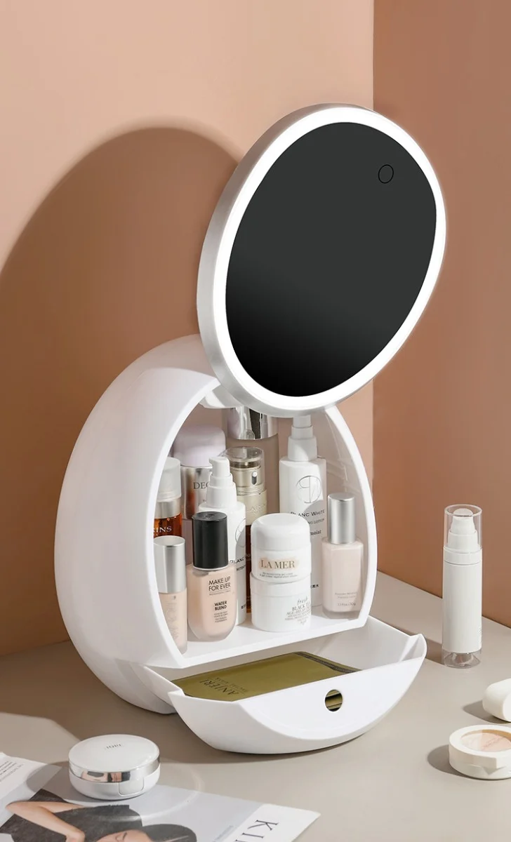 Organizer per cosmetici con specchio LED