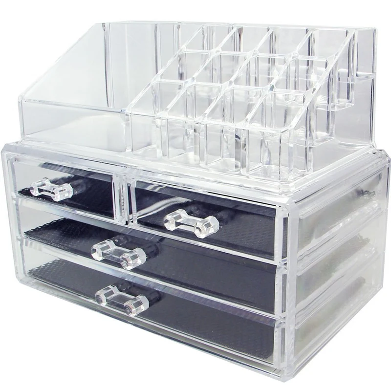 Organizzatore organizer per make up pennelli rossetti trucchi gioielli con 4 cassetti