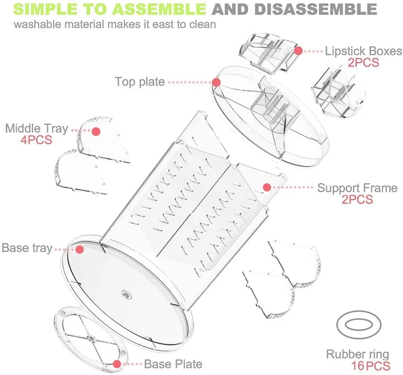 Organizzatore di trucco con vari espositori separati espositore cosmetici trucchi organizer bagno