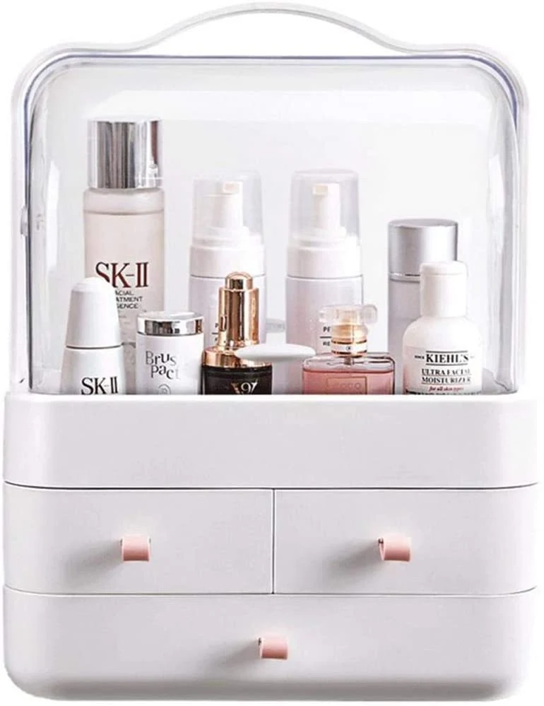 Organizzatore per cosmetici con manico organizer trucchi multifunzione girevole a 180 ° per cosmetici gioielli e accessori
