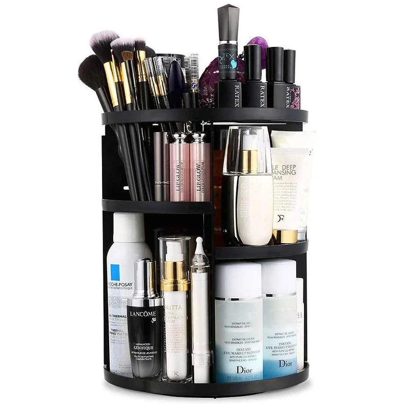 Organizzatore per trucco verticale con rotazione 360 gradi e livelli regolabili