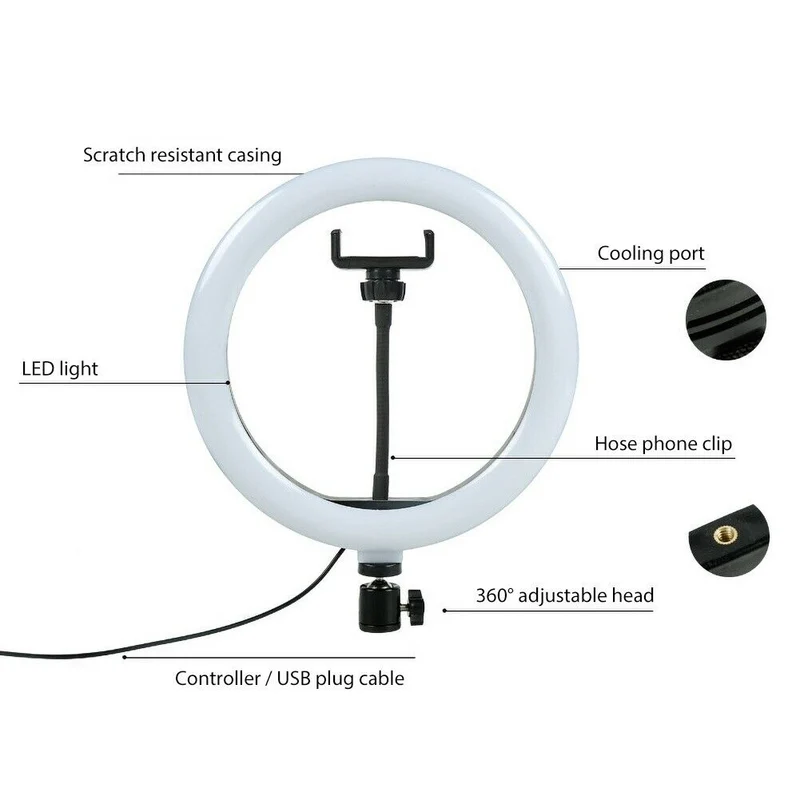 Anello luminoso Smd Led Per Video e Fotografia Selfie con Cavalletto e Supporto Smartphone