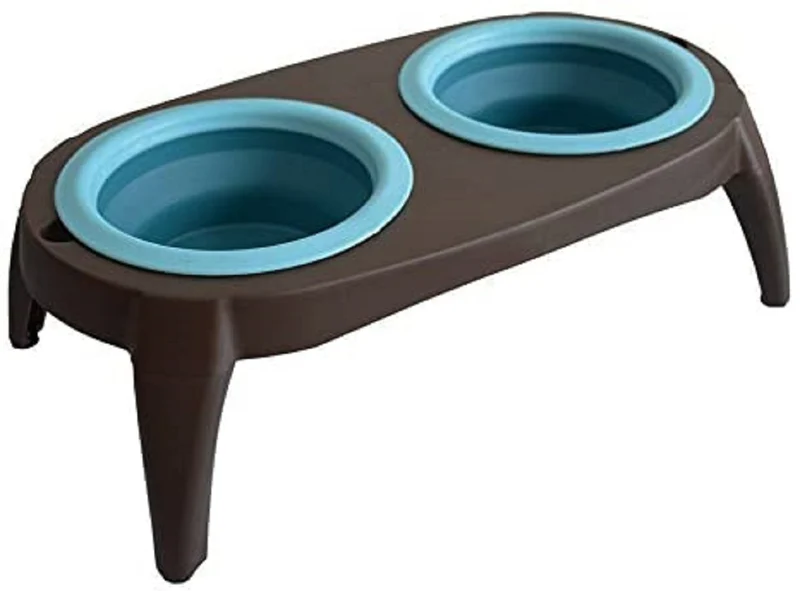 Ciotole per cani elevate mangiatoia a doppia ciotola ciotole per cani da viaggio supporto per ciotole per cani e gatti con 2 ciotole in silicone pieghevoli mangiatoia per animali sollevata adatto per cani di piccola taglia e gatti