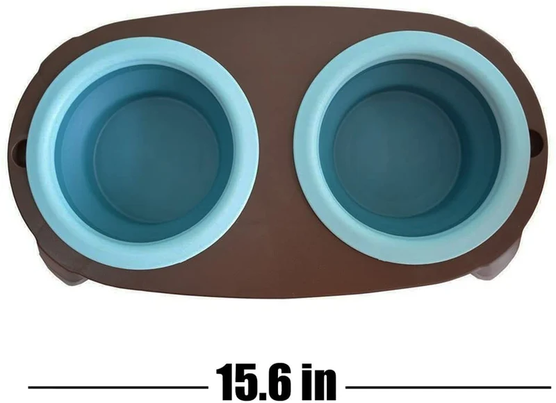 Ciotole per cani elevate mangiatoia a doppia ciotola ciotole per cani da viaggio supporto per ciotole per cani e gatti con 2 ciotole in silicone pieghevoli mangiatoia per animali sollevata adatto per cani di piccola taglia e gatti