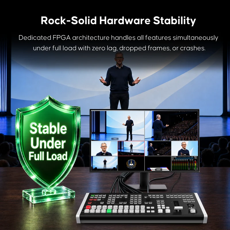 New-in Osee GoStream Omni 12 ISO: Video Switcher, 12CH SDI HDMI Hardware Mixer. Ultra-Stable, NDI SRT Inputs, 8CH ISO Recording, Instant Replay, PTZ Control, Live Streaming for Events, Church, Sports