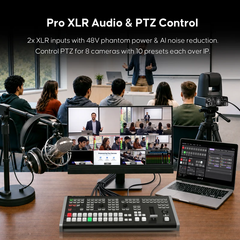 New-in Osee GoStream Omni 12 ISO: Video Switcher, 12CH SDI HDMI Hardware Mixer. Ultra-Stable, NDI SRT Inputs, 8CH ISO Recording, Instant Replay, PTZ Control, Live Streaming for Events, Church, Sports