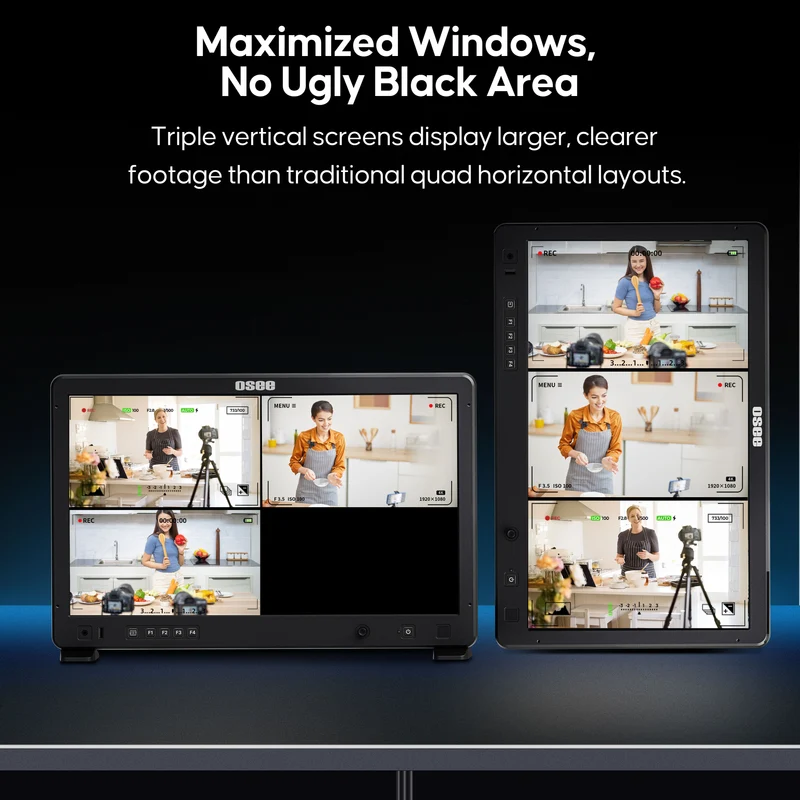 Mega 22S4 22“ Horizontal/Vertical Multi-View Production Monitor, 1500nits 3*4K60 + 3*3G-SDI Inputs Broadcast Monitor