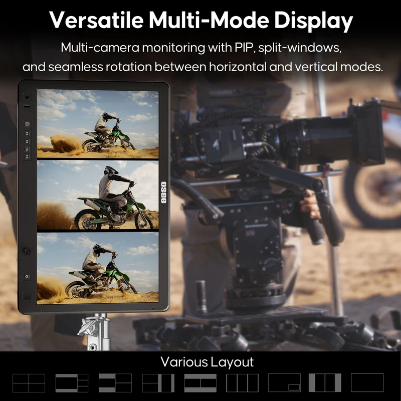 Mega 22S4 22“ Horizontal/Vertical Multi-View Production Monitor, 1500nits 3*4K60 + 3*3G-SDI Inputs Broadcast Monitor