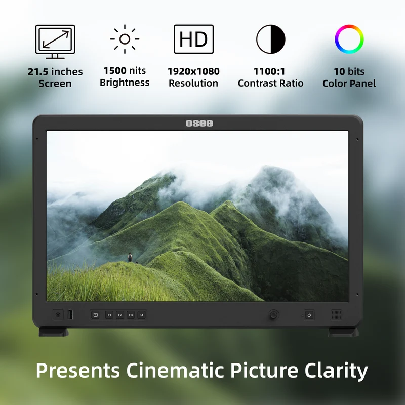 Mega 22S: 21.5" HDR Production Monitor | 1500nits Camera Field Monitor for Studio & Live Broadcast | Waveform, Peaking & HDMI/SDI I/O