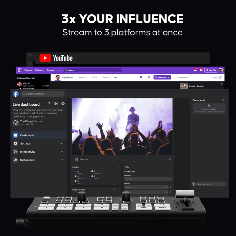 GoStream Duet: SDI Video Mixer & Broadcast Switcher for Live Stream | NDI HX, Multi-Camera Switching