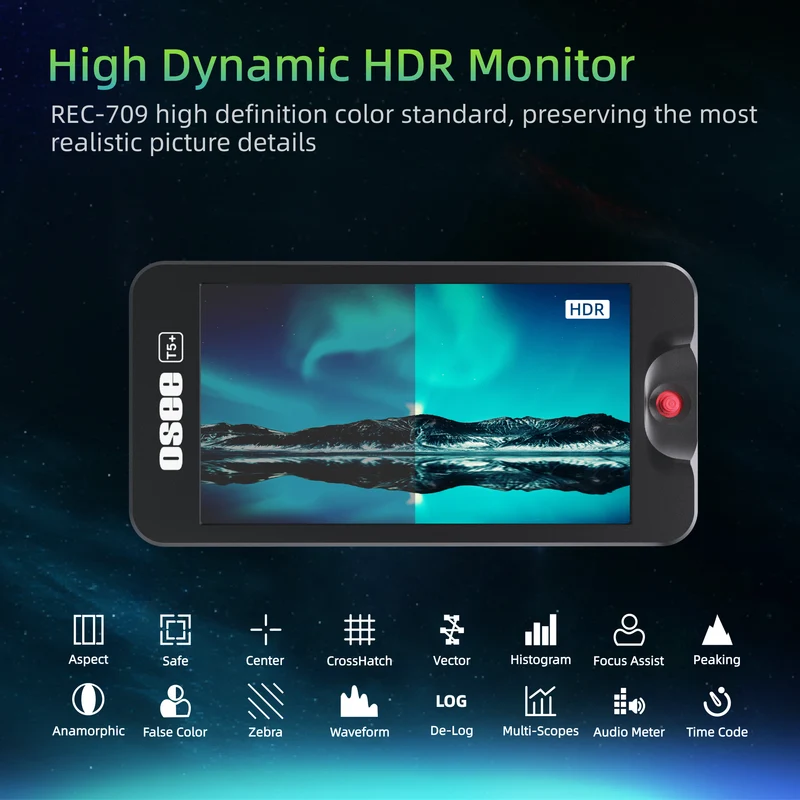 T5+ 5.5" 1000nits HDR Video Field Monitor, 8 MySets & 3D LUTs | Peaking Focus Assist, False Color