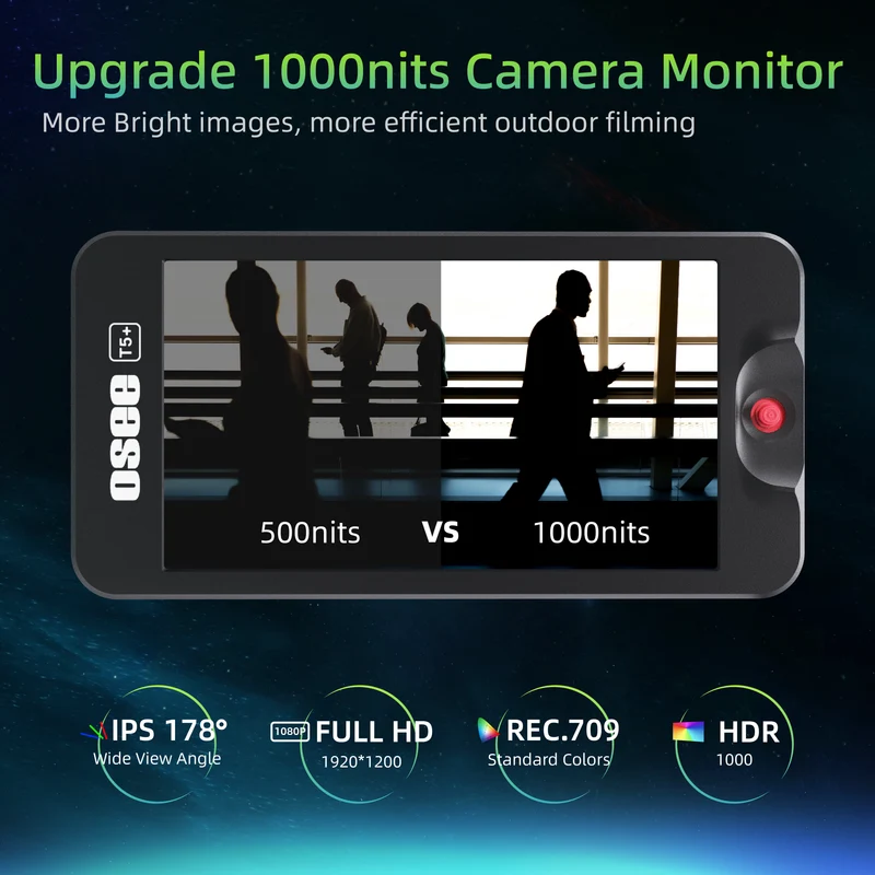 T5+ 5.5" 1000nits HDR Video Field Monitor, 8 MySets & 3D LUTs | Peaking Focus Assist, False Color