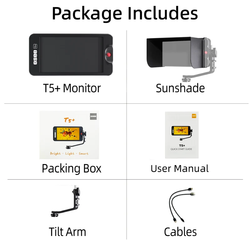 T5+ 5.5" 1000nits HDR Video Field Monitor, 8 MySets & 3D LUTs | Peaking Focus Assist, False Color