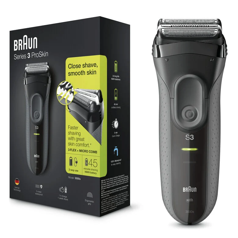 Braun Series 3 ProSkin 3000s Rasoio Elettrico, Nero - Ricaricabile