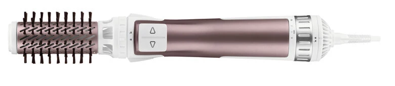 Rowenta Brush Activ Premium Care CF9540 Spazzola Rotante e Asciugante per Volume, Doppio Generatore di Ioni, con Setole Naturali, 1000 W, Rosa Cannella/Bianco/Alluminio