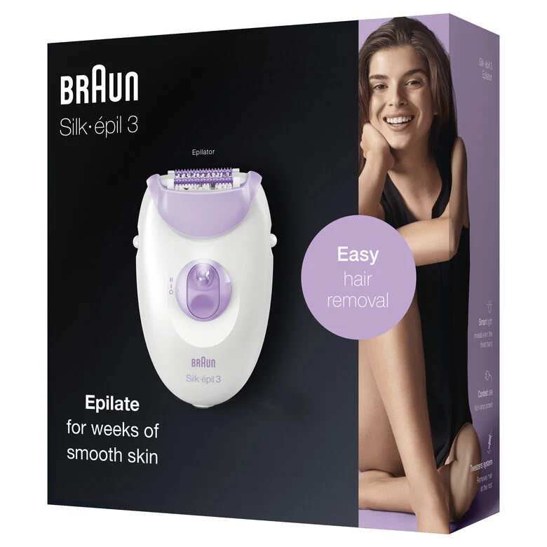 Braun Silk-épil 3 -170, Epilatore Donna Per La Rimozione Duratura Dei Peli - Bianco/Viola