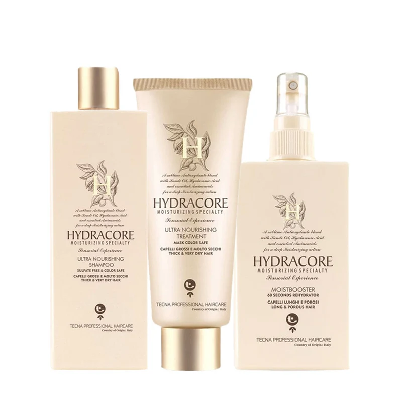 Tecna Hydracore Ultra Nourishing Shampoo 250ml Treatment 200ml Moistbooster 200ml Zaino a Sacca