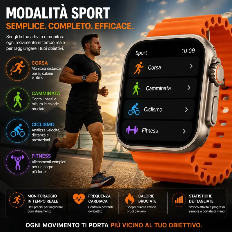 Smartwatch Z66 Ultra - Orologio Intelligente 2,08" HD, Fitness Tracker Impermeabile IP68 con Monitoraggio Cardiaco